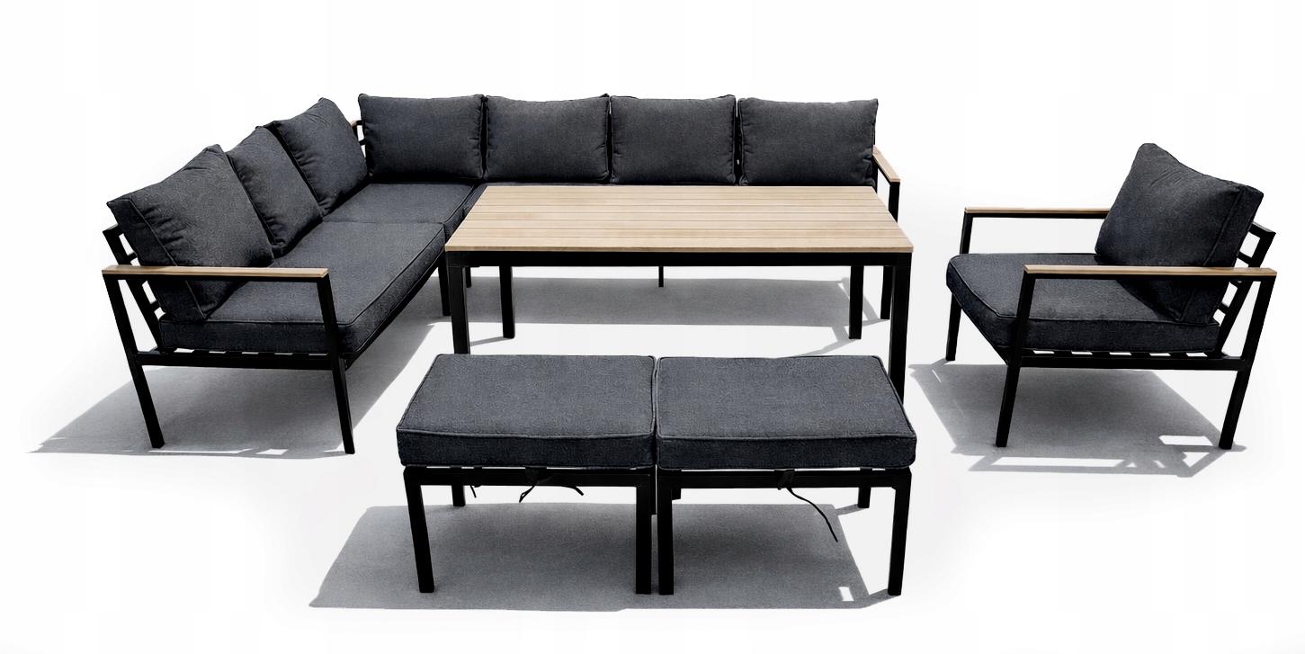 ZESTAW MEBLE OGRODOWE NAROŻNIK 9 OSÓB, SOFA WYSOKI STÓŁ - GARDENOVE